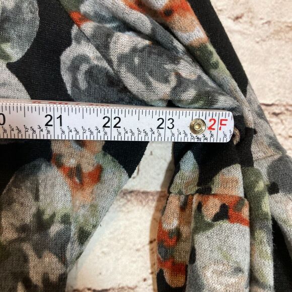NY Collection Babydoll Sweater Dress Womens 1X Gray Rose Floral Flared Sleeve - Picture 15 of 16